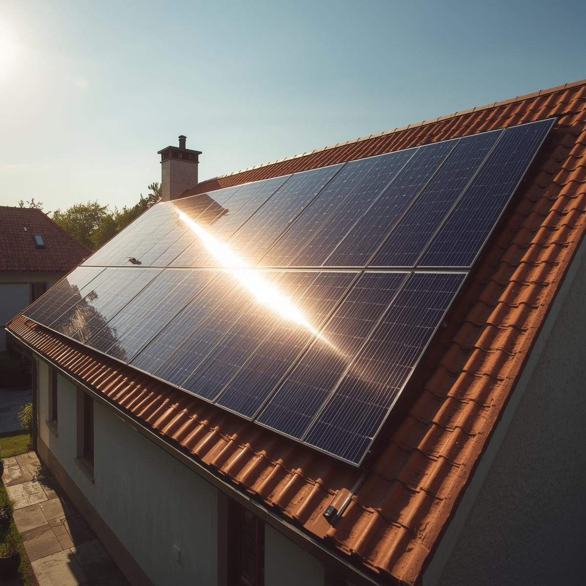 Panneaux solaires posés sur le toit d'une maison